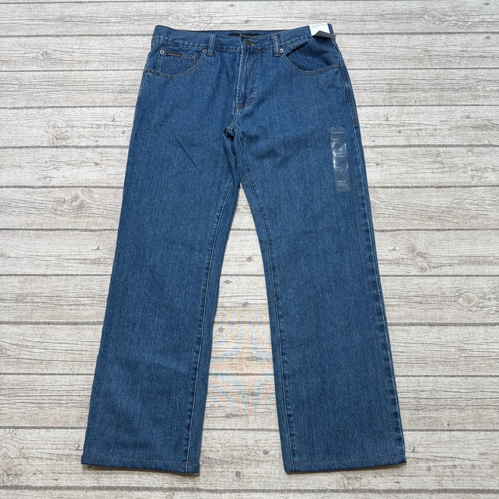 NEW Calvin Klein Jeans Mens 34x32 Blue Denim Straight Cut Mid Rise Cotton Casual